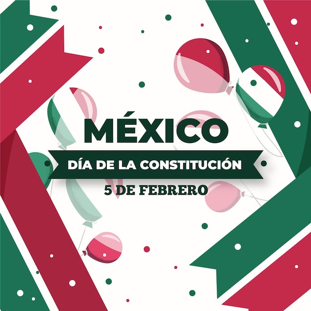 Mexico constitution day flat design