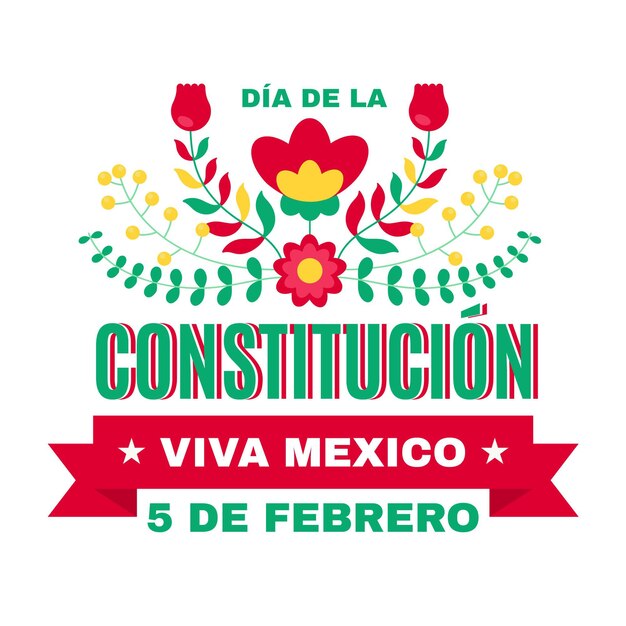 Free vector mexico constitution day flat illustration