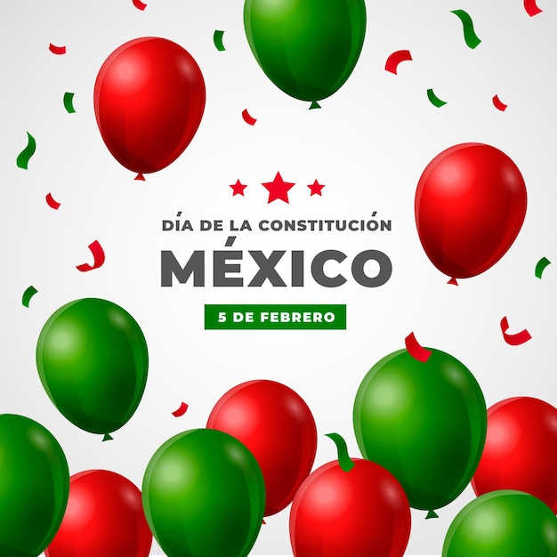 Mexico constitution day realistic balloons