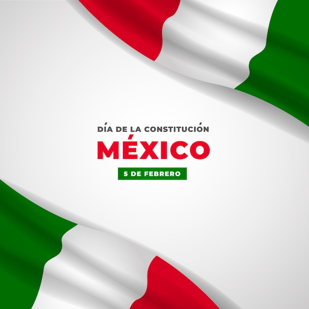 Mexico constitution day realistic flag