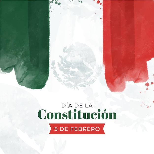 Free vector mexico constitution day watercolor flag