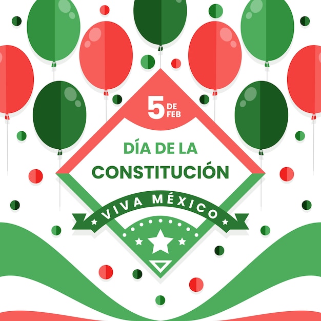 Free vector mexico constitution day with balloons