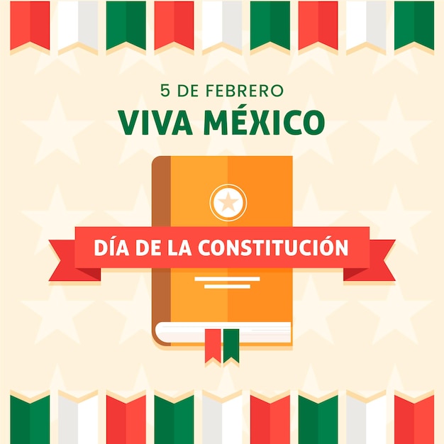 Free vector mexico constitution day with book