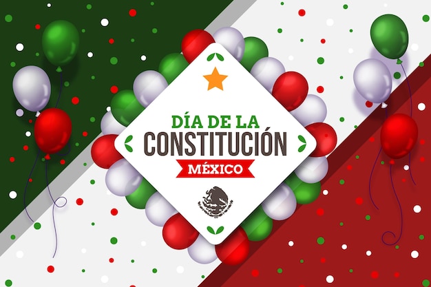 Mexico constitution day with realistic balloons