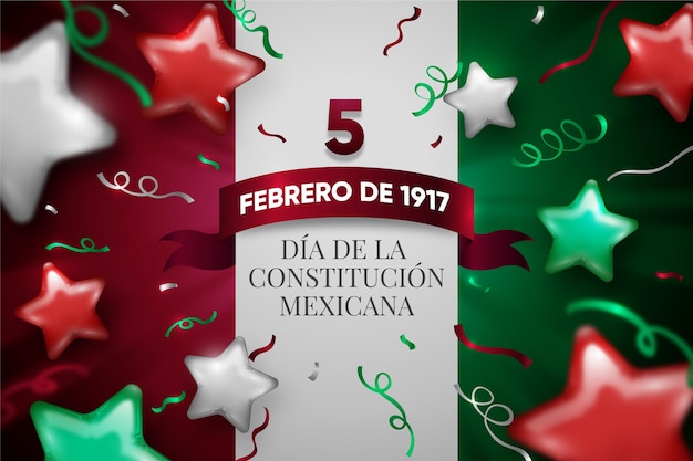 Mexico constitution day with realistic balloons