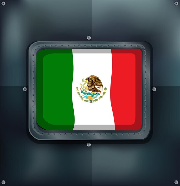 Mexico flag in metal frame