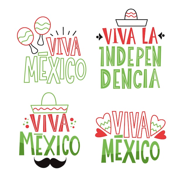Mexico independence day badges theme