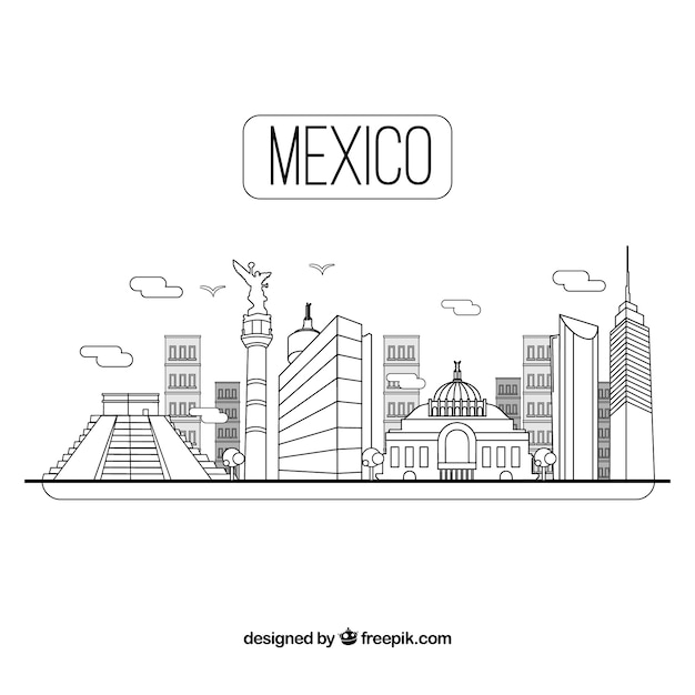 Free vector mexico skyline background