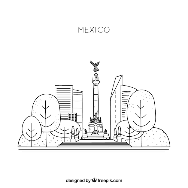 Free vector mexico skyline background