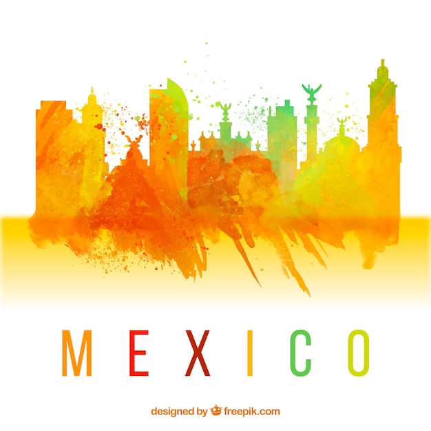 Free vector mexico skyline background