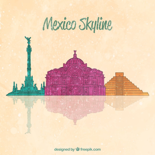 Free vector mexico skyline background