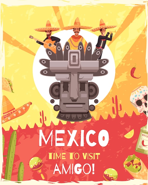 무료 벡터 멕시코 여행 포스터