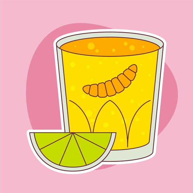 Mezcal illustration in hand drawn style