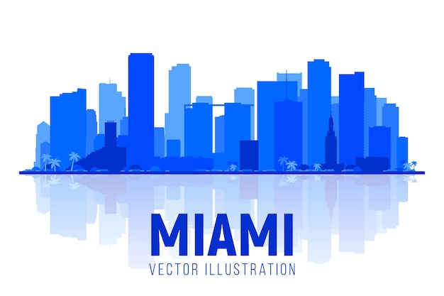 背景にマイアミフロリダ市のシルエットスカイラインベクトルイラストモダンな建物とビジネス旅行や観光のコンセプトバナーやウェブサイトの画像