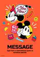 Free vector mickey and minnie mouse thank you card