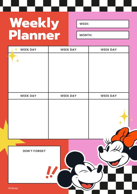 Mickey and Minnie Mouse Weekly Planner