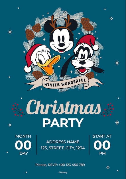 Mickey Mouse Christmas Party Invitation