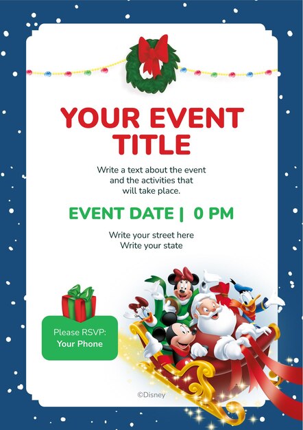 Mickey Mouse and Friends Christmas Party Invitation