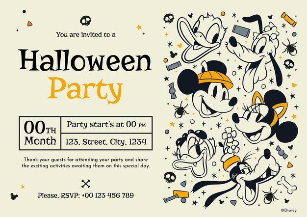 Mickey Mouse and Friends Halloween Invitation