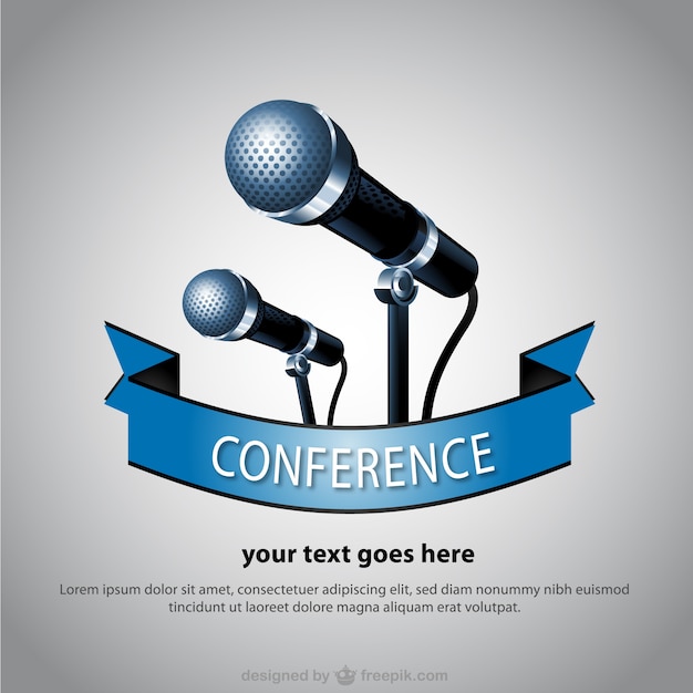 Microphone background with conference ribbon