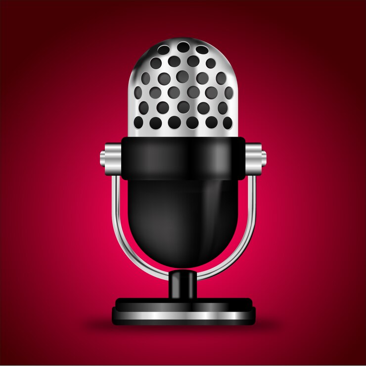 Free Vector | Microphone on pink background