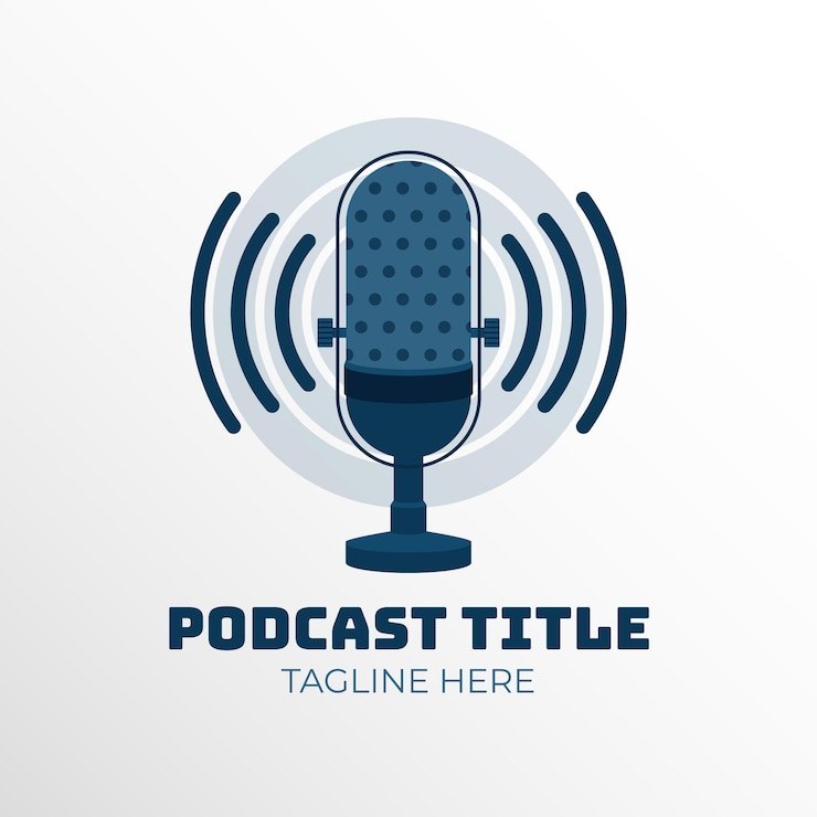 Free Vector microphone podcast logo template