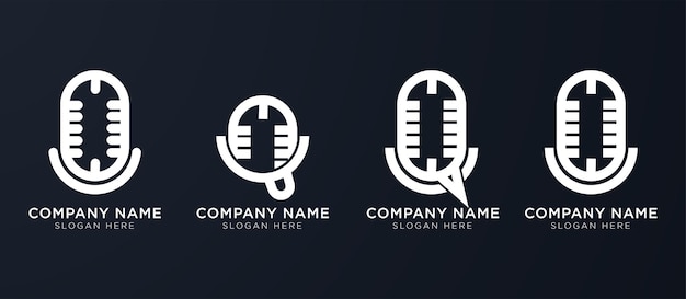 Microphone podcast logo vector illustration