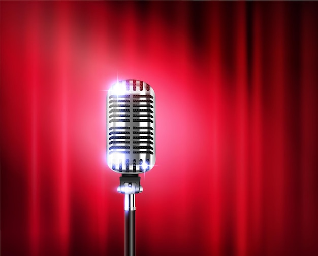 Microphone stand up show realistic illustration