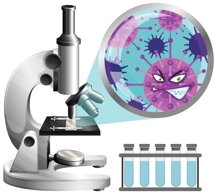 Free Vector microscope looking at germ