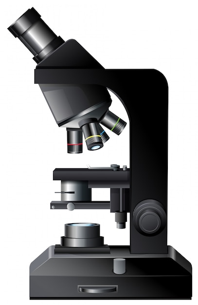 A microscope on white background