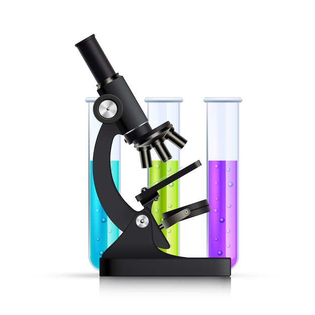 Microscope With Test Tubes Realistic illustration