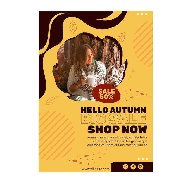 Free vector mid autumn a5 flyer template