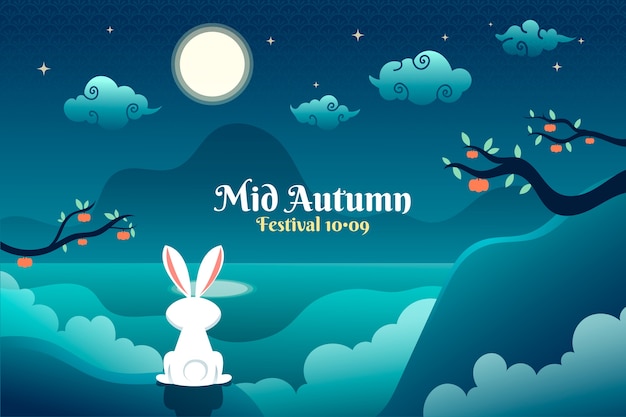 Free vector mid autumn festival gradient background