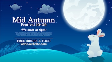 Mid autumn festival gradient banner