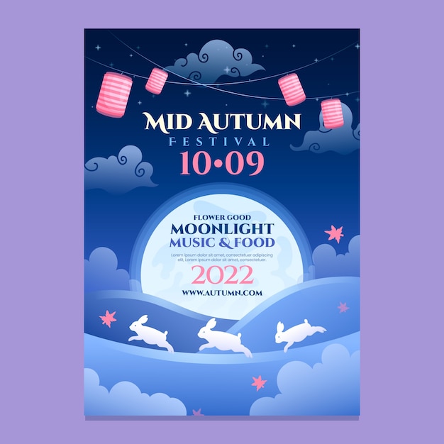 Mid autumn festival gradient poster