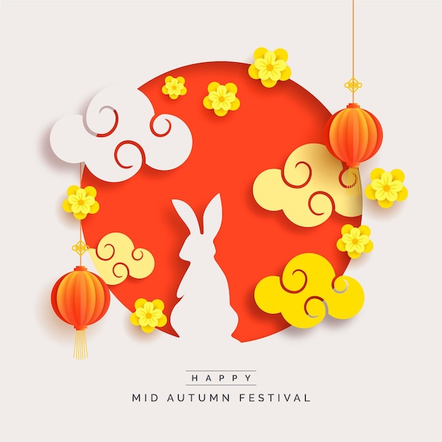 Free vector mid-autumn festival in paper style concept