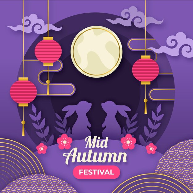 Mid-autumn festival in paper style