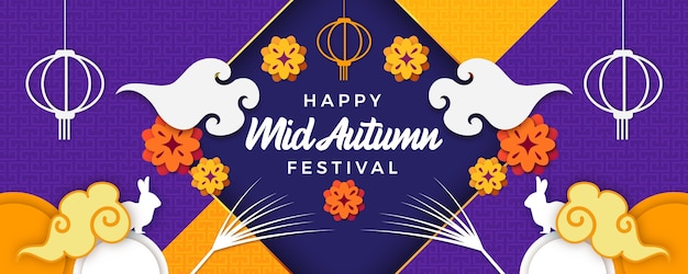 Free vector mid-autumn festival in paper style