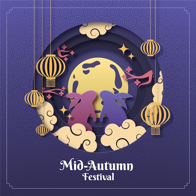 Free vector mid-autumn festival in paper style