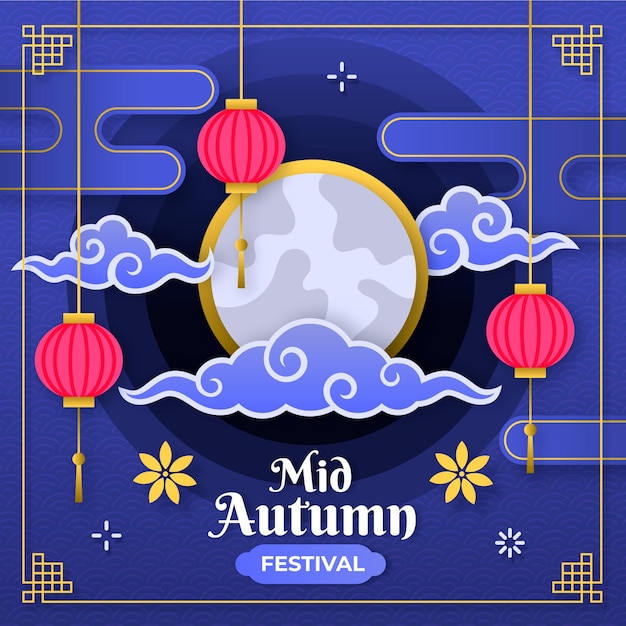 Free vector mid-autumn festival in paper style