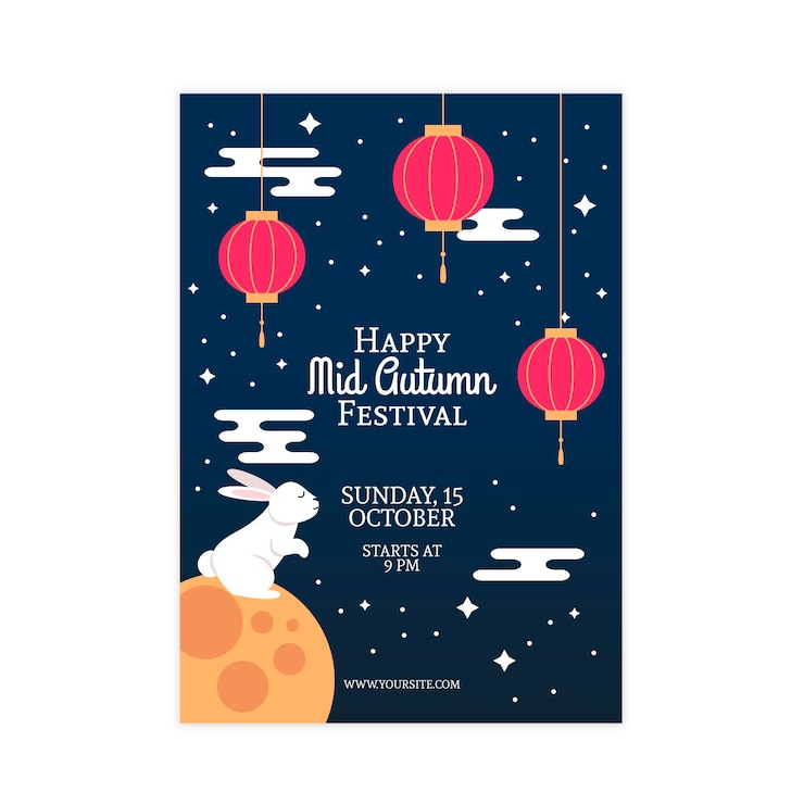 Free Vector mid autumn festival poster template