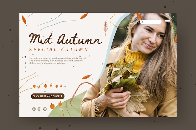 Free vector mid autumn landing page style