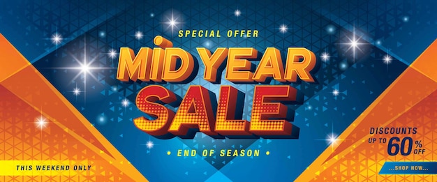 Mid year sale banner template design special offer discount shopping promotion poster design