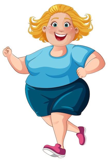 Free vector middle age chubby woman jogging