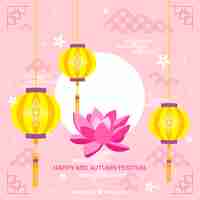 Free vector middle autumn festival, pink background