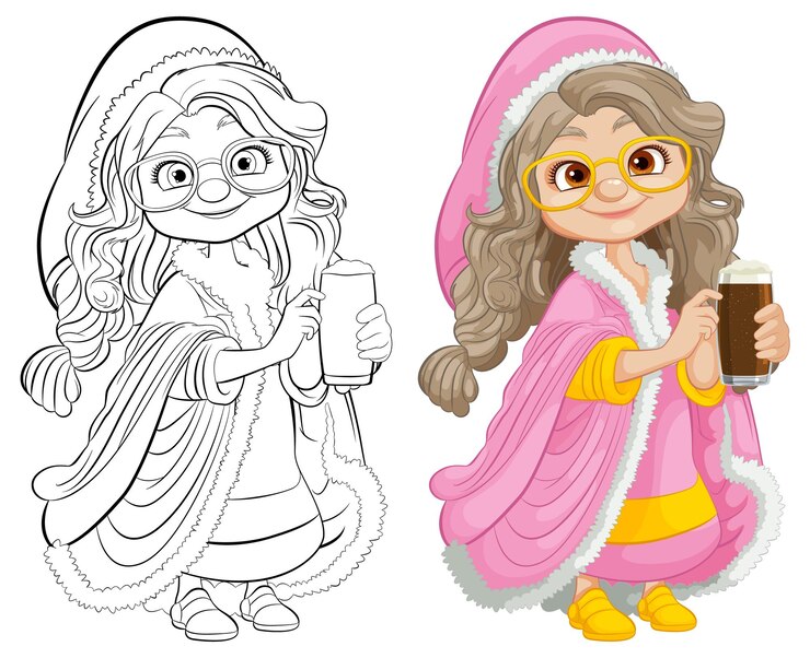 Free Vector middleage woman in glasses and winter coat