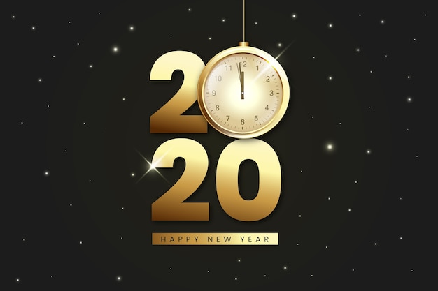 Free vector midnight golden clock realistic background