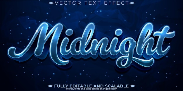 Бесплатное векторное изображение Редактируемый текстовый эффект полуночного винтажного клуба в стиле 80-х и ретро-стиль текста