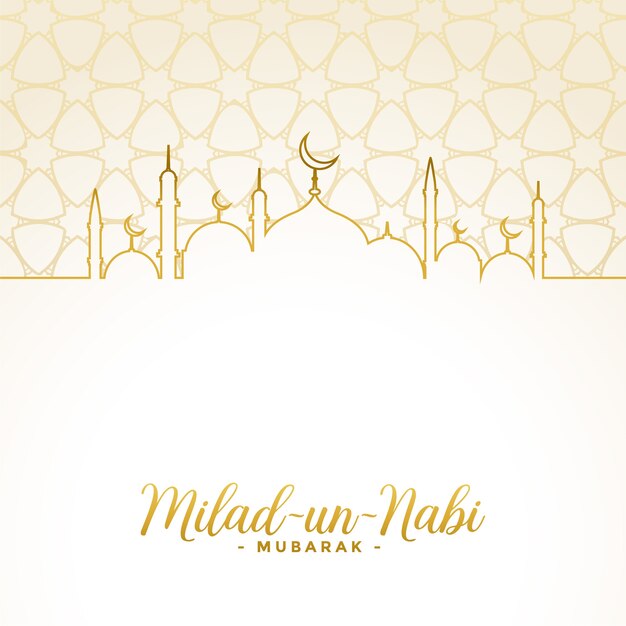 Milad un nabi islamic festival white and golden card