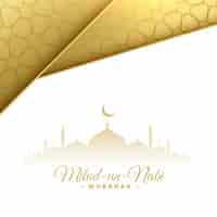 Free vector milad un nabi lovely white and gold card